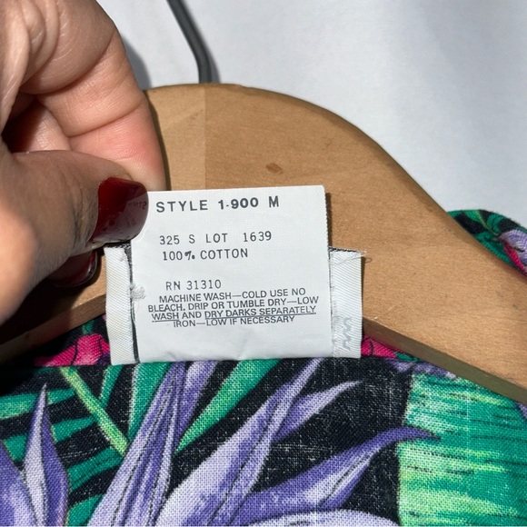 Vintage 90s Paquette Tropical Front Tie Button Up Shirt Large - Picture 6 of 8